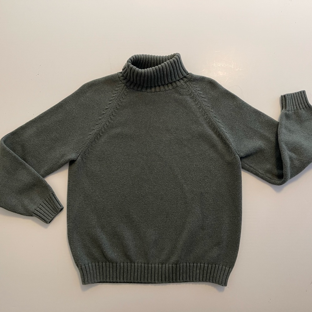 Vintage Green Cotton‎ Turtleneck Sweater Lands End M